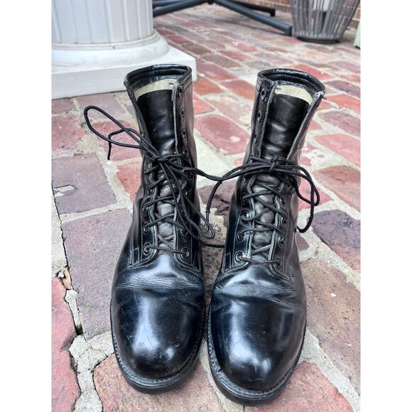 BF Goodrich Vintage Black Leather Military Combat Boots Mens Size 7.5R 1972 - Picture 1 of 8